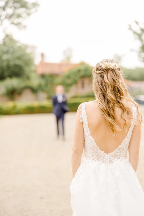 robe bonheur dentelle gris mariage